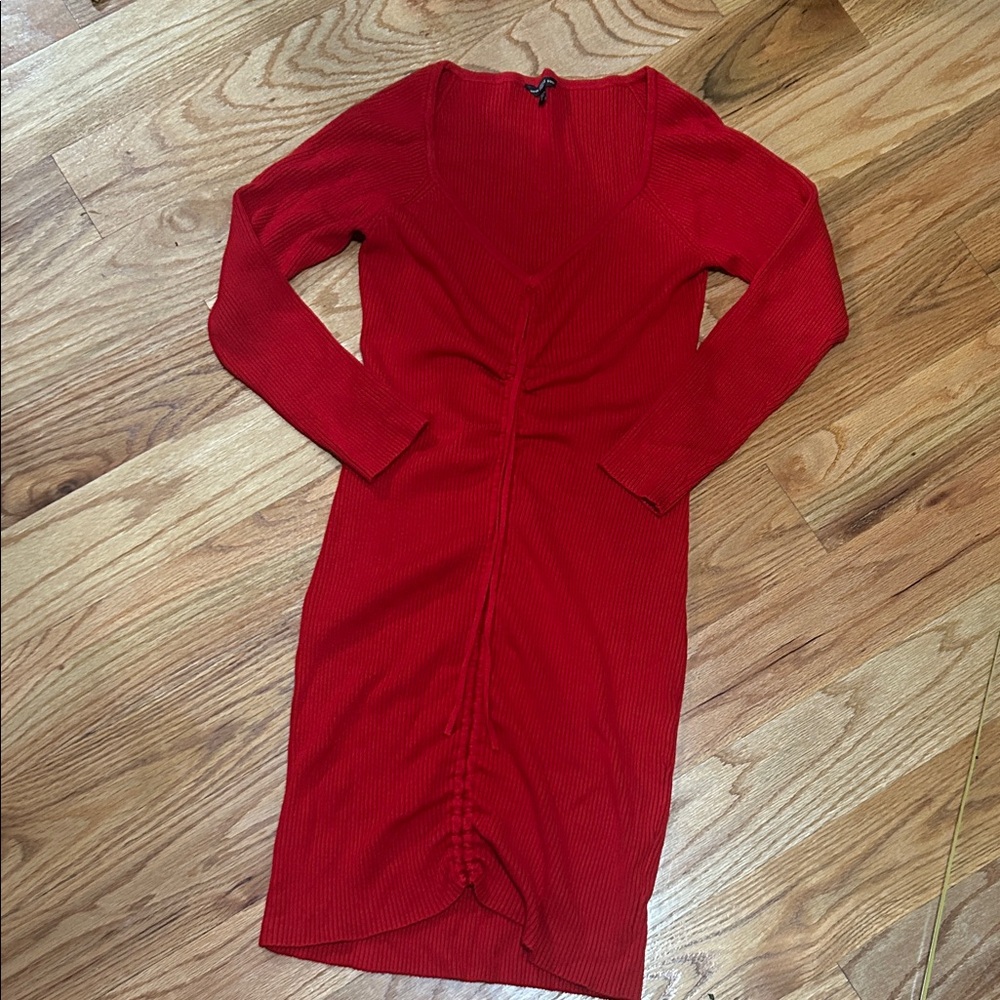 Guess Cherry Red Long-Sleeve midi Dress